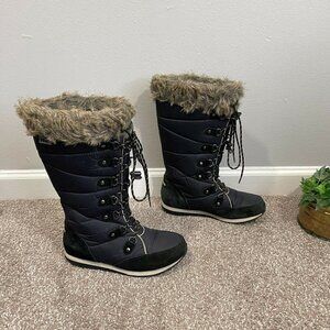 L.L. Bean 284883 Carrabassett Fur Lace-Up Knee High Snow Boots Size 6